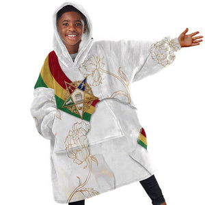 Order Of The Eastern Star Kid Wearable Blanket Hoodie OES Elegant Floral Line Art Fraternal Symbolism
