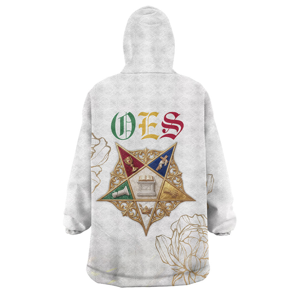 Order Of The Eastern Star Kid Wearable Blanket Hoodie OES Elegant Floral Line Art Fraternal Symbolism