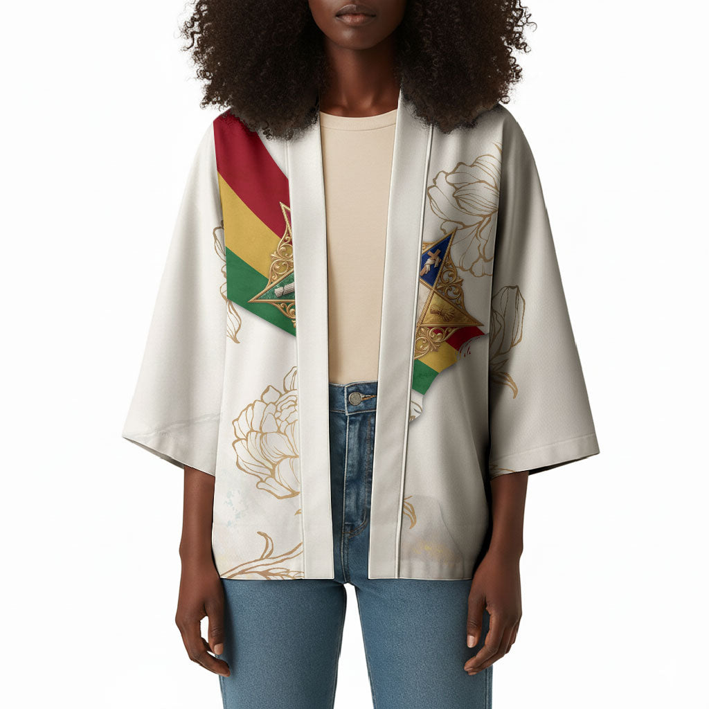 Order Of The Eastern Star Kimono OES Elegant Floral Line Art Fraternal Symbolism