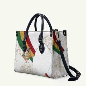 Order Of The Eastern Star Leather Bag OES Elegant Floral Line Art Fraternal Symbolism