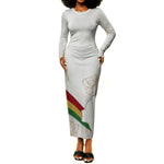 Order Of The Eastern Star Long Sleeve Bodycon Dress OES Elegant Floral Line Art Fraternal Symbolism