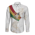 Order Of The Eastern Star Long Sleeve Button Shirt OES Elegant Floral Line Art Fraternal Symbolism