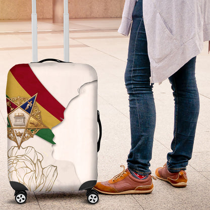 Order Of The Eastern Star Luggage Cover OES Elegant Floral Line Art Fraternal Symbolism