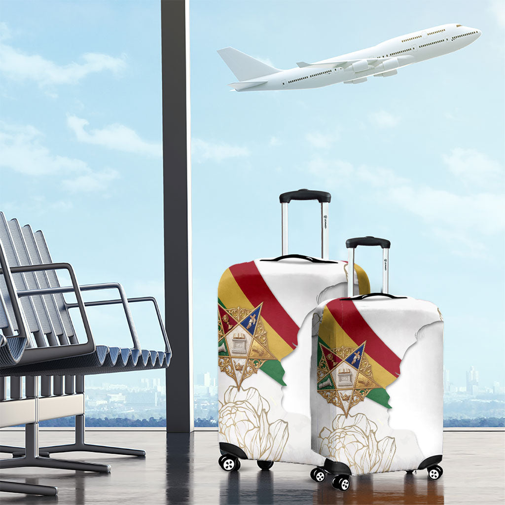 Order Of The Eastern Star Luggage Cover OES Elegant Floral Line Art Fraternal Symbolism