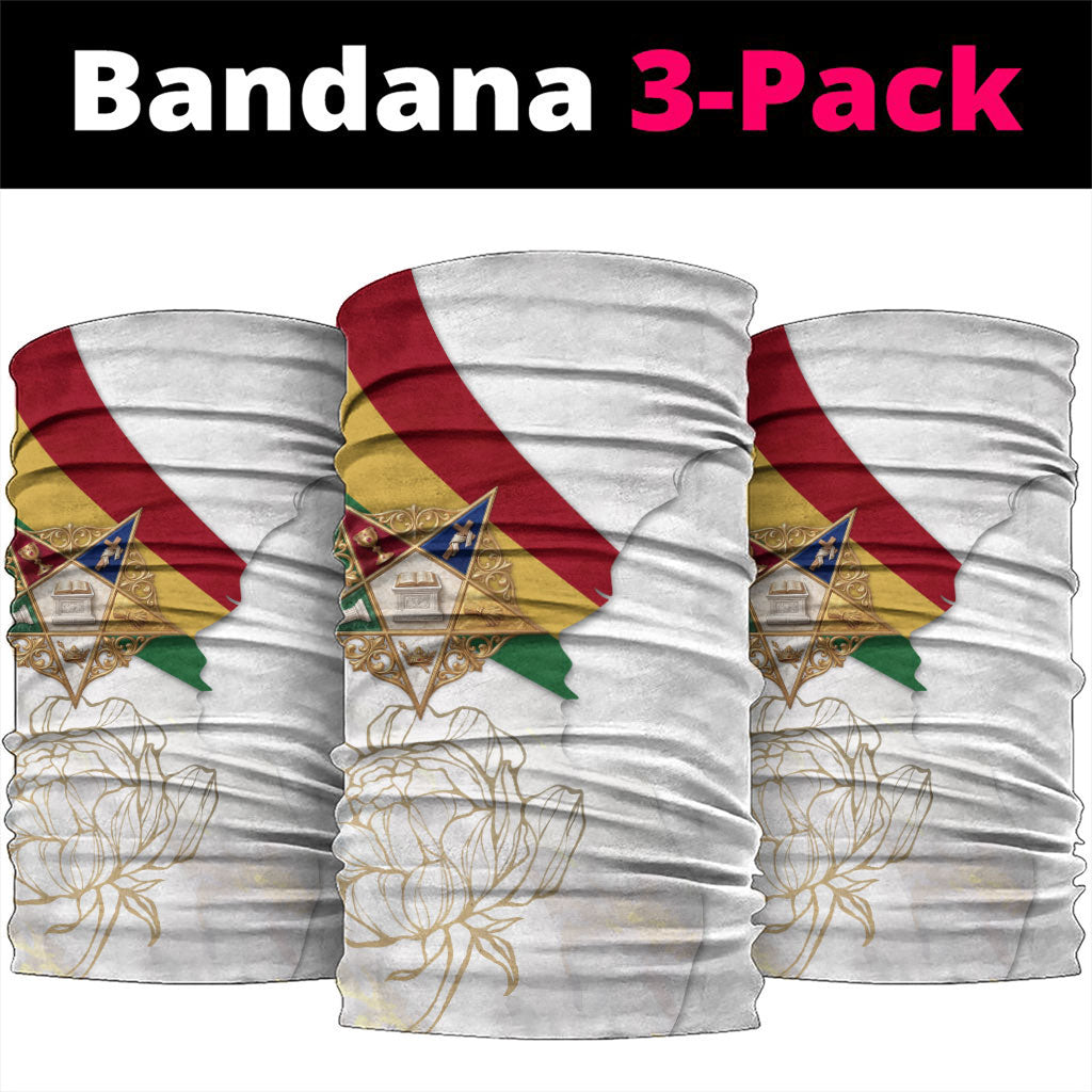Order Of The Eastern Star Neck Gaiter OES Elegant Floral Line Art Fraternal Symbolism