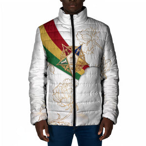 Order Of The Eastern Star Padded Jacket OES Elegant Floral Line Art Fraternal Symbolism