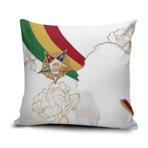 Order Of The Eastern Star Pillow Cover OES Elegant Floral Line Art Fraternal Symbolism