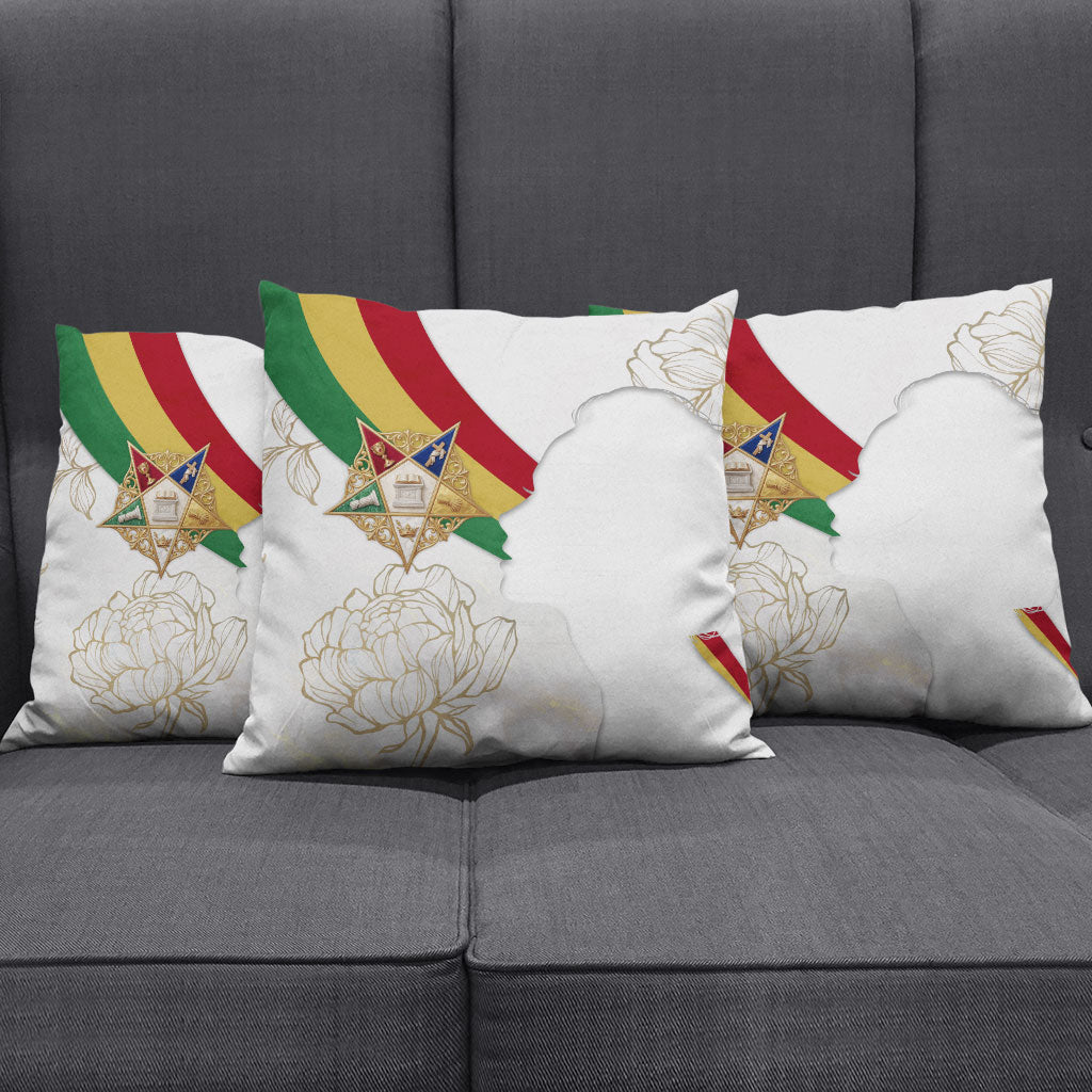 Order Of The Eastern Star Pillow Cover OES Elegant Floral Line Art Fraternal Symbolism
