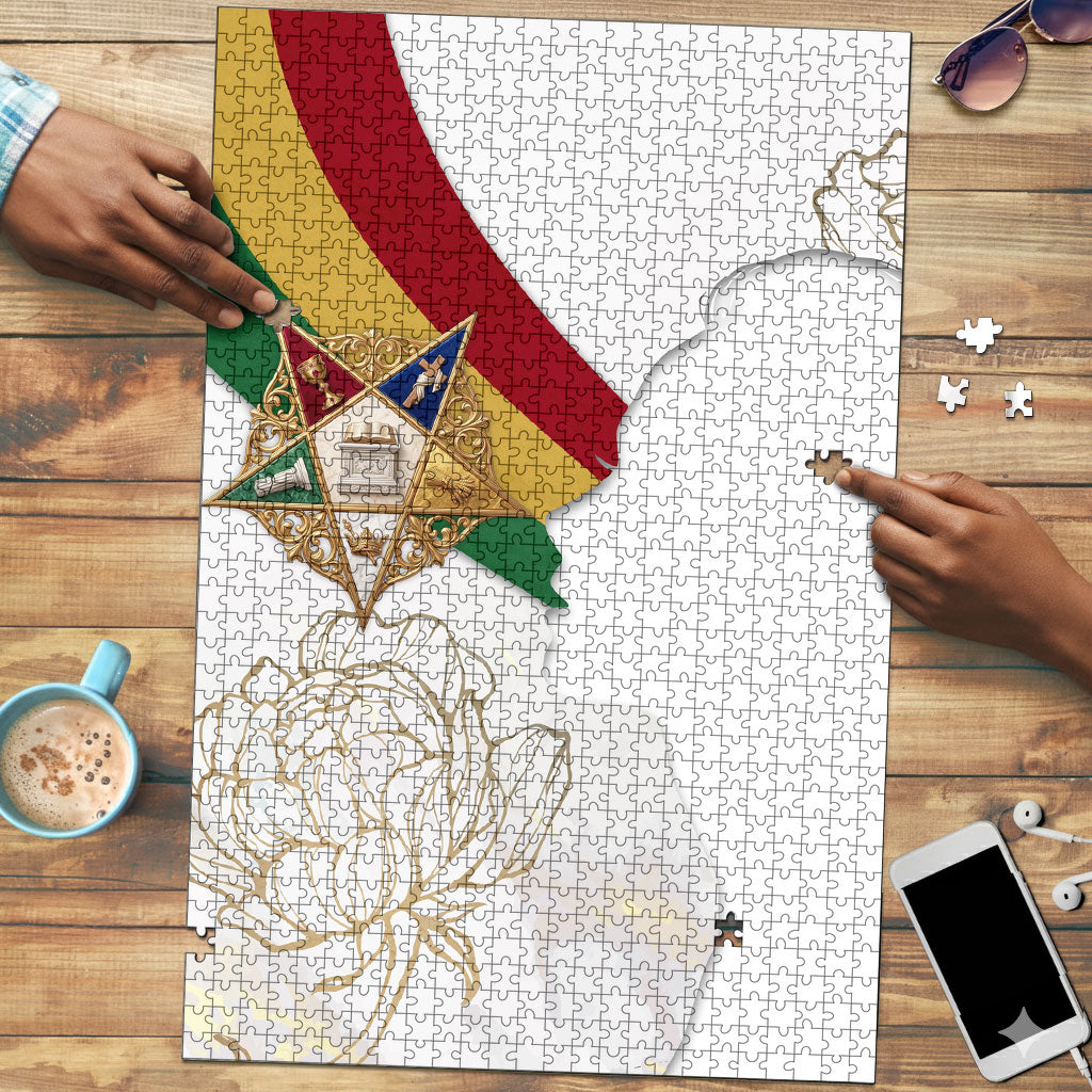 Order Of The Eastern Star Puzzle OES Elegant Floral Line Art Fraternal Symbolism