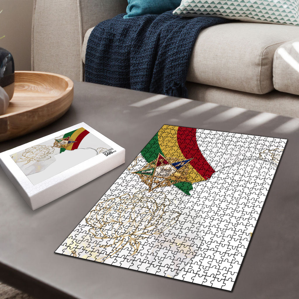Order Of The Eastern Star Puzzle OES Elegant Floral Line Art Fraternal Symbolism