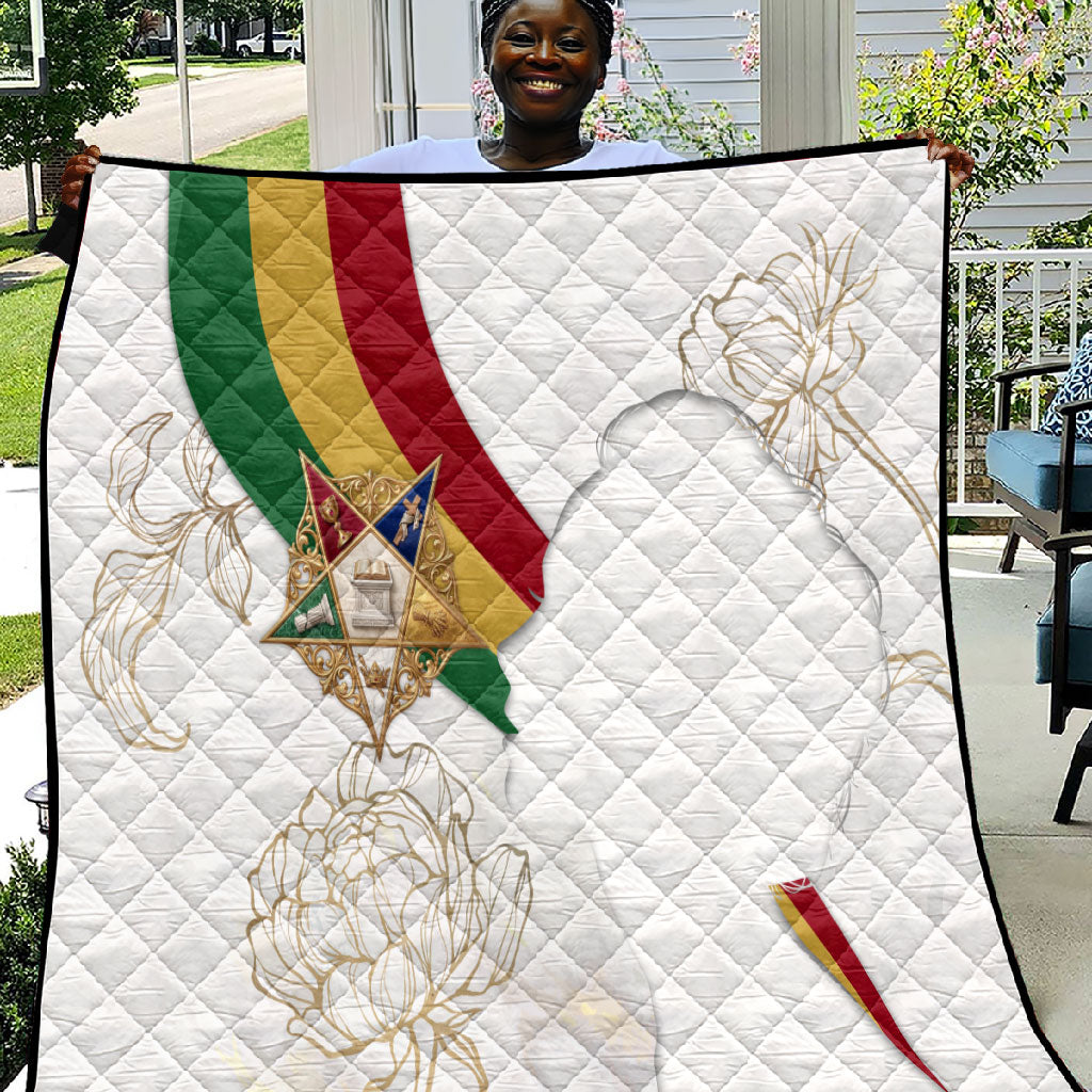 Order Of The Eastern Star Quilt OES Elegant Floral Line Art Fraternal Symbolism