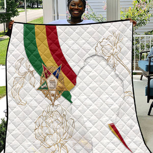 Order Of The Eastern Star Quilt OES Elegant Floral Line Art Fraternal Symbolism
