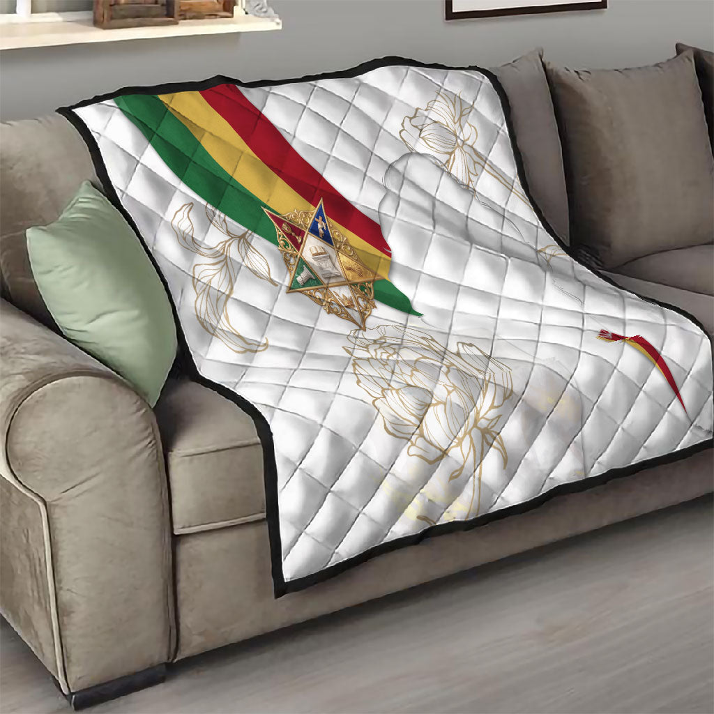 Order Of The Eastern Star Quilt OES Elegant Floral Line Art Fraternal Symbolism