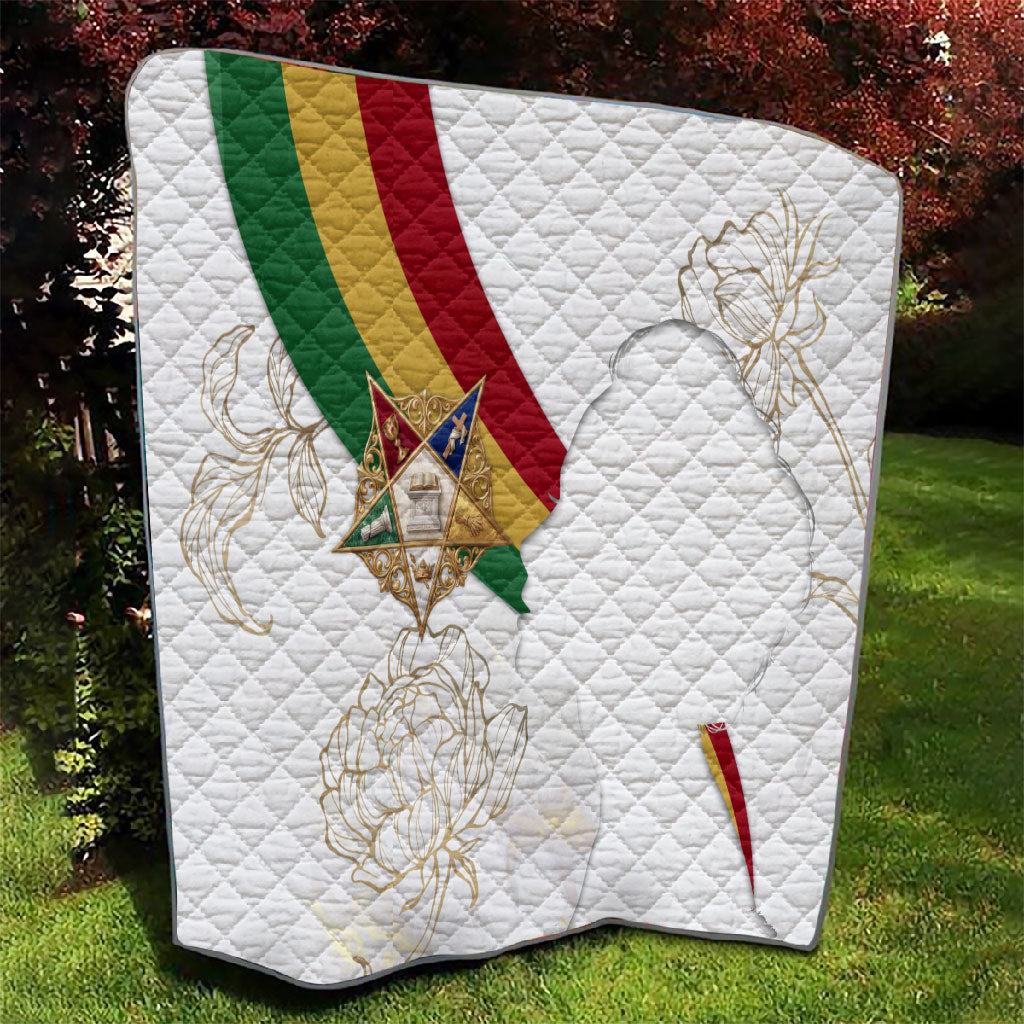 Order Of The Eastern Star Quilt OES Elegant Floral Line Art Fraternal Symbolism