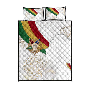 Order Of The Eastern Star Quilt Bed Set OES Elegant Floral Line Art Fraternal Symbolism