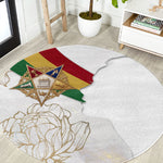 Order Of The Eastern Star Round Carpet OES Elegant Floral Line Art Fraternal Symbolism