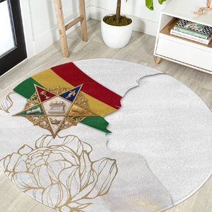 Order Of The Eastern Star Round Carpet OES Elegant Floral Line Art Fraternal Symbolism