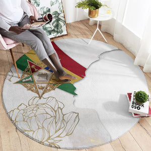 Order Of The Eastern Star Round Carpet OES Elegant Floral Line Art Fraternal Symbolism
