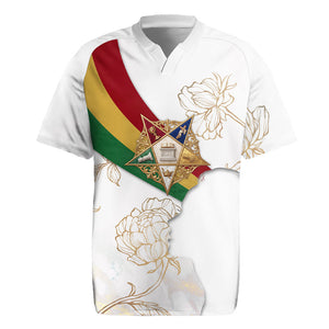 Order Of The Eastern Star Rugby Jersey OES Elegant Floral Line Art Fraternal Symbolism