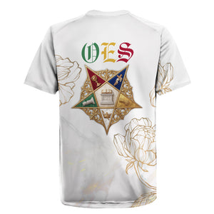 Order Of The Eastern Star Rugby Jersey OES Elegant Floral Line Art Fraternal Symbolism