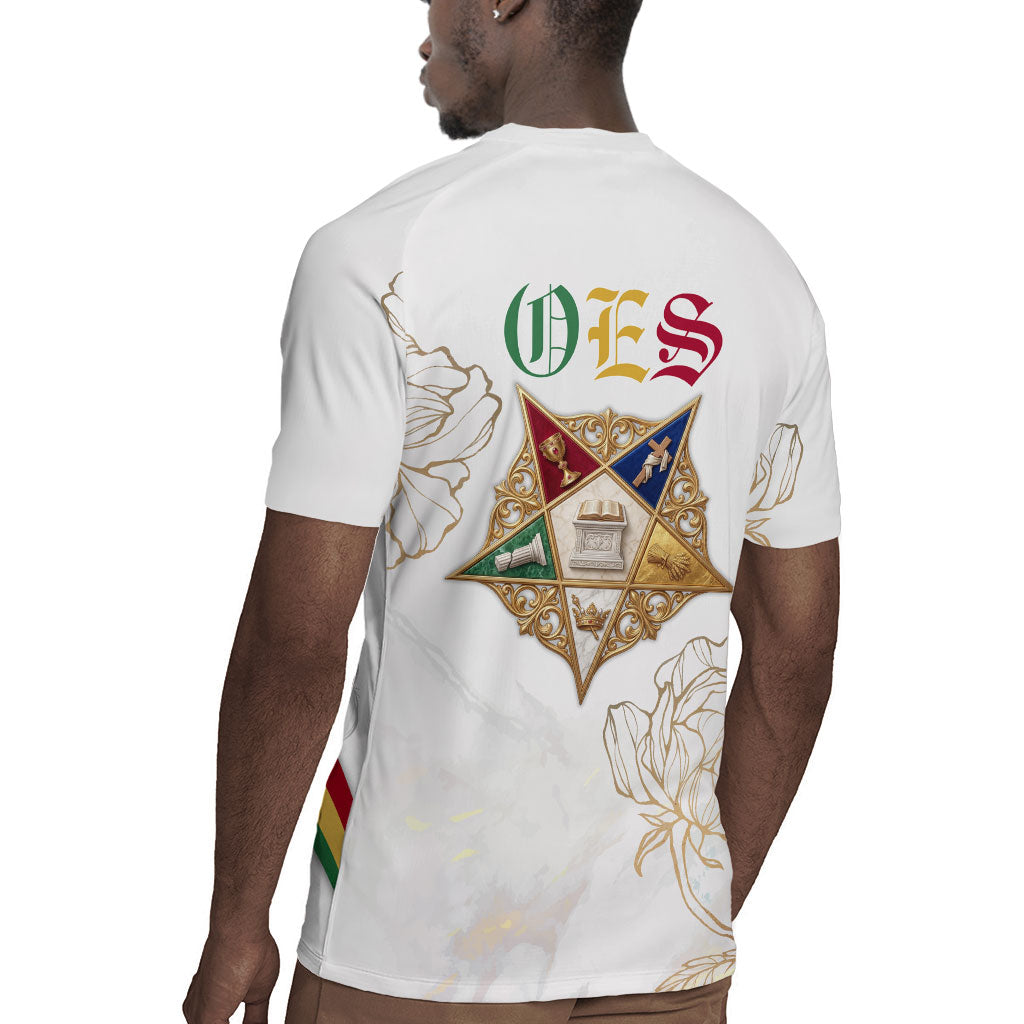 Order Of The Eastern Star Rugby Jersey OES Elegant Floral Line Art Fraternal Symbolism