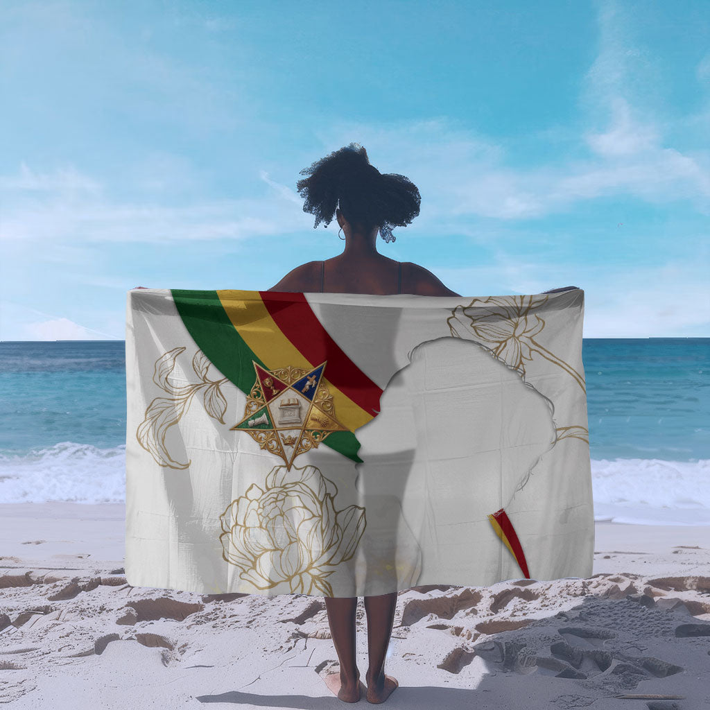 Order Of The Eastern Star Sarong OES Elegant Floral Line Art Fraternal Symbolism