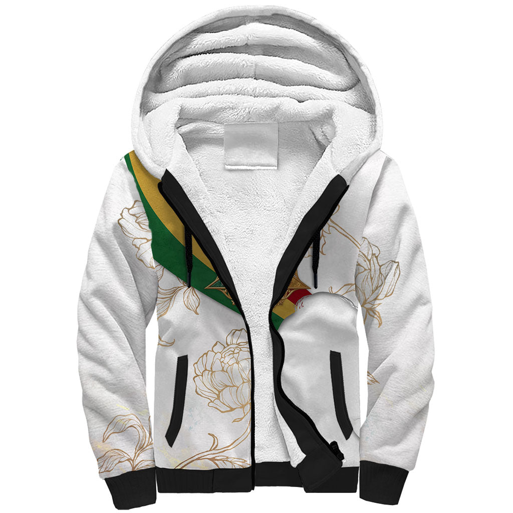 Order Of The Eastern Star Sherpa Hoodie OES Elegant Floral Line Art Fraternal Symbolism