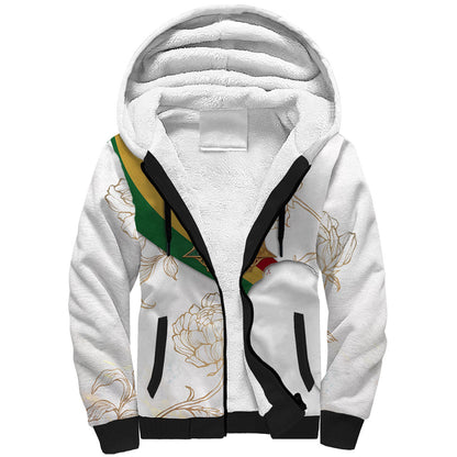 Order Of The Eastern Star Sherpa Hoodie OES Elegant Floral Line Art Fraternal Symbolism