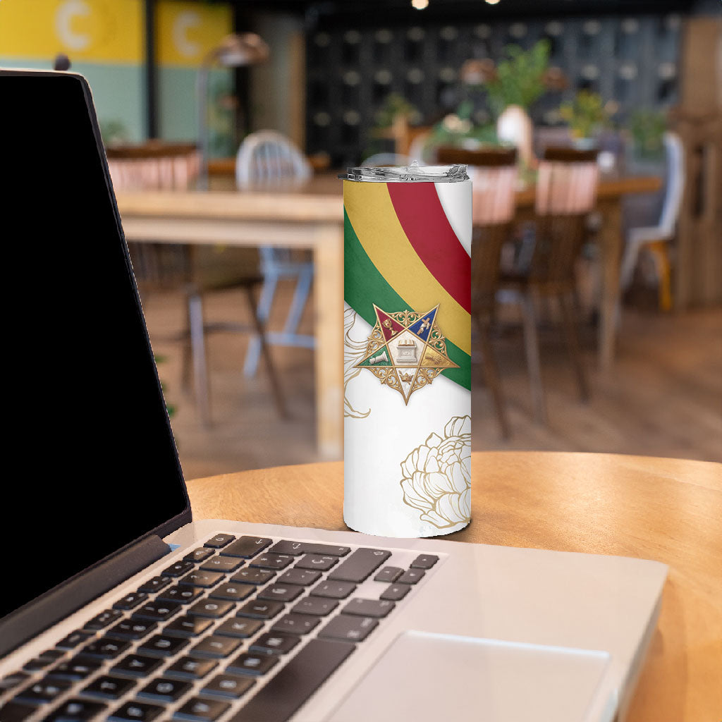 Order Of The Eastern Star Skinny Tumbler OES Elegant Floral Line Art Fraternal Symbolism