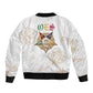 Order Of The Eastern Star Sleeve Zip Bomber Jacket OES Elegant Floral Line Art Fraternal Symbolism