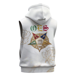 Order Of The Eastern Star Sleeveless Zip Hoodie OES Elegant Floral Line Art Fraternal Symbolism