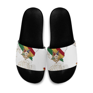 Order Of The Eastern Star Slide Sandals OES Elegant Floral Line Art Fraternal Symbolism