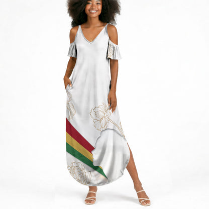 Order Of The Eastern Star Summer Maxi Dress OES Elegant Floral Line Art Fraternal Symbolism