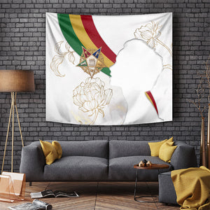 Order Of The Eastern Star Tapestry OES Elegant Floral Line Art Fraternal Symbolism
