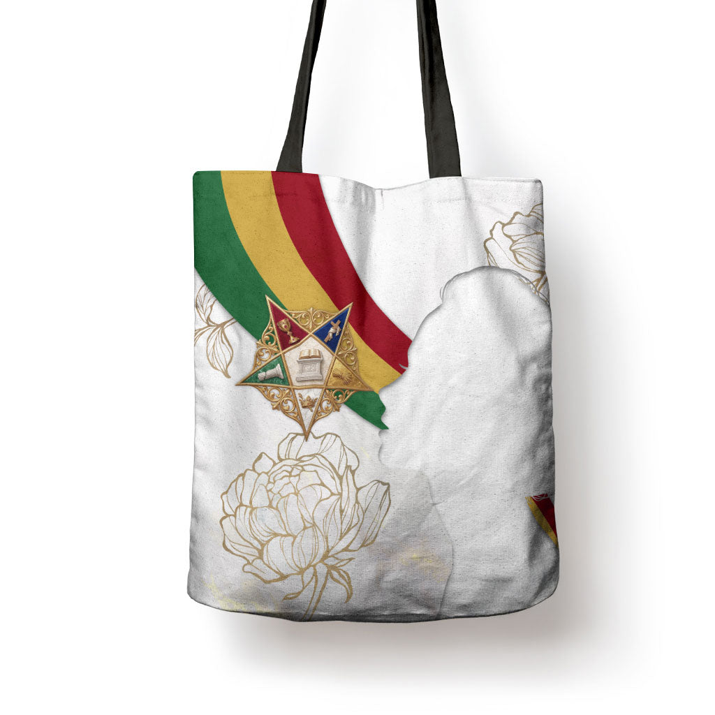 Order Of The Eastern Star Tote Bag OES Elegant Floral Line Art Fraternal Symbolism