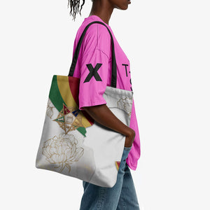 Order Of The Eastern Star Tote Bag OES Elegant Floral Line Art Fraternal Symbolism