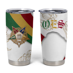 Order Of The Eastern Star Tumbler Cup OES Elegant Floral Line Art Fraternal Symbolism