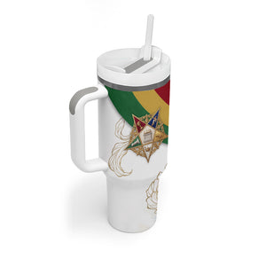 Order Of The Eastern Star Tumbler With Handle OES Elegant Floral Line Art Fraternal Symbolism