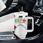 Order Of The Eastern Star Tumbler With Handle OES Elegant Floral Line Art Fraternal Symbolism