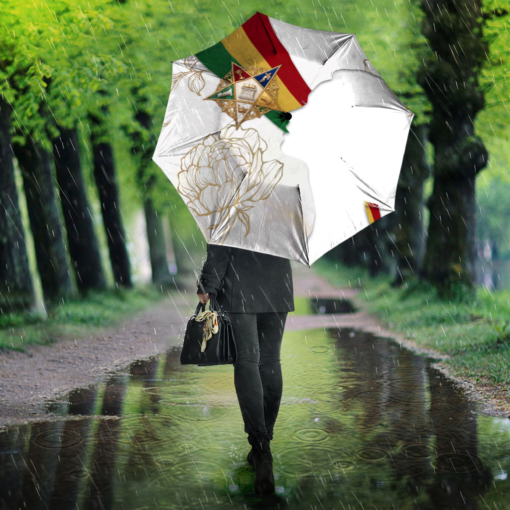 Order Of The Eastern Star Umbrella OES Elegant Floral Line Art Fraternal Symbolism