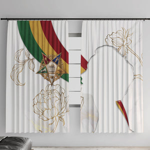 Order Of The Eastern Star Window Curtain OES Elegant Floral Line Art Fraternal Symbolism