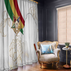 Order Of The Eastern Star Window Curtain OES Elegant Floral Line Art Fraternal Symbolism