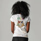 Order Of The Eastern Star Women V-Neck T-Shirt OES Elegant Floral Line Art Fraternal Symbolism
