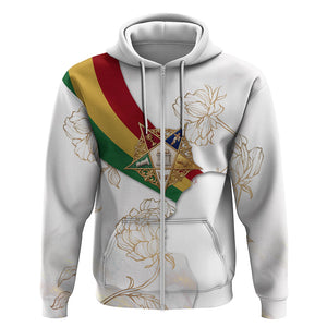Order Of The Eastern Star Zip Hoodie OES Elegant Floral Line Art Fraternal Symbolism