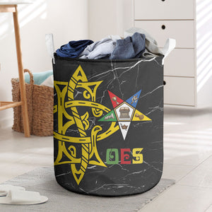OES Order Of The Eastern Star Laundry Basket Five Pointed Star Emblem On Black Marble Texture