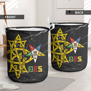 OES Order Of The Eastern Star Laundry Basket Five Pointed Star Emblem On Black Marble Texture