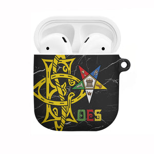 OES Order Of The Eastern Star AirPods Case Five Pointed Star Emblem On Black Marble Texture