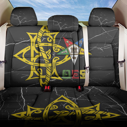OES Order Of The Eastern Star Back Car Seat Cover Five Pointed Star Emblem On Black Marble Texture