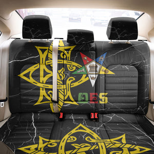 OES Order Of The Eastern Star Back Car Seat Cover Five Pointed Star Emblem On Black Marble Texture
