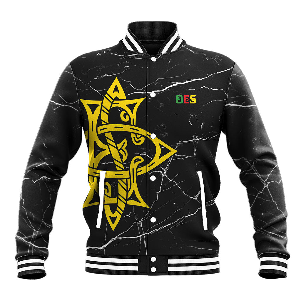 OES Order Of The Eastern Star Baseball Jacket Five Pointed Star Emblem On Black Marble Texture